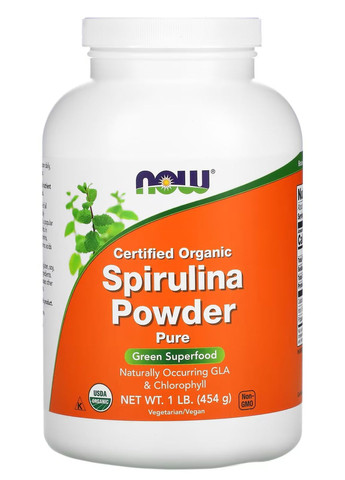 Спирулина Certified Organic Spirulina Powder 454 g Now (277761205)