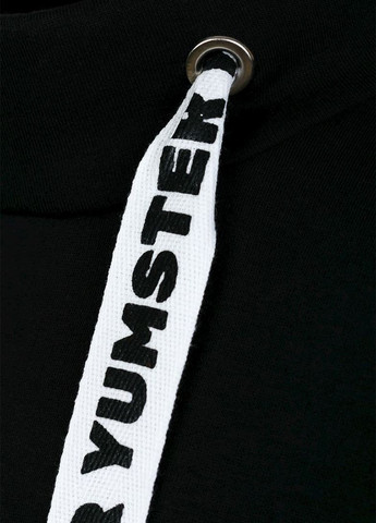 Yumster свитшот черный с карманами и тесьмой для девочки однотонный черный кэжуал трикотаж, флис