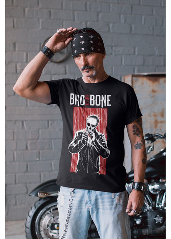 Черная футболка c принтом - bad to the bone No Brand