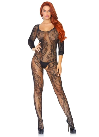 Чорний бодістокінг avenuewirlace bodystocking, ажурна тканина, доступ Leg Avenue
