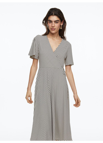 Белое повседневный женское длинное платье в черную полоску (55609) 40 белое H&M