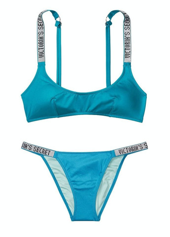 Голубой демисезонный купальник раздельный з камушками голубой раздельный Victoria's Secret