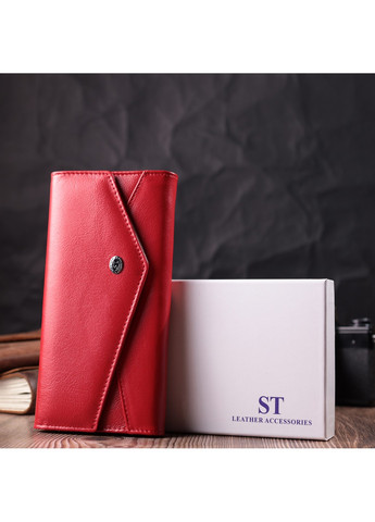 Женский кошелек с геометрическим клапаном из натуральной кожи 22545 Красный st leather (278001006)