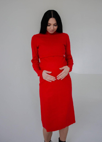 Червона плаття для вагітних з секретом для годування HN однотонна
