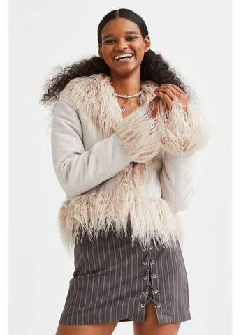 Бежевая демисезонная женская куртка с шалевым воротником (10036) м бежевая H&M