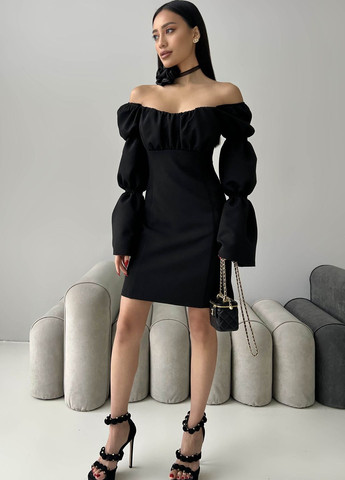 Чорна святковий, вечірня елегантна міні-сукня чорного кольору Jadone Fashion однотонна