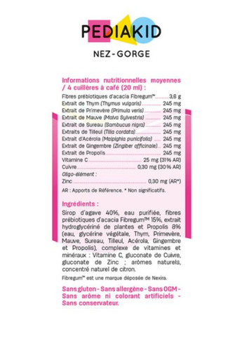 Комплекс "Соплі та кашель" Nez Gorge 125 ml Honey and Lemon + Nez Gorge Spray 20 ml + Toux seche et grasse 125 ml Lemon Pediakid (268124177)