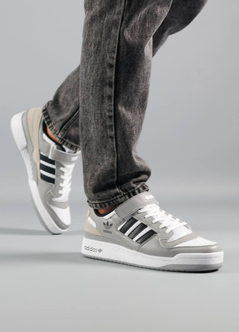 Сірі Осінні кросівки чоловічі, вьетнам adidas Forum 84 Low Grey White Black