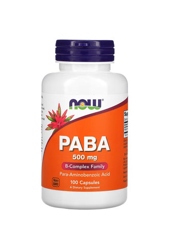Пара-Амінобензойна Кислота ПАБК PABA 500мг - 100 капсул Now Foods (269461793)