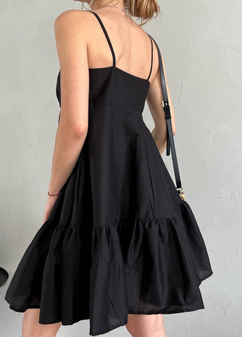Черное женское платье коттон No Brand