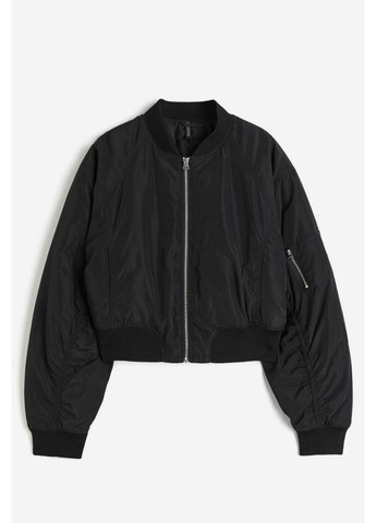 Чорна демісезонна жіноча куртка бомбер н&м (56059) xxs чорна H&M