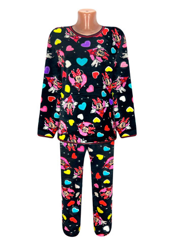 Черная всесезон пижама женская махровая микки свитшот + брюки Жемчужина стилей 1320