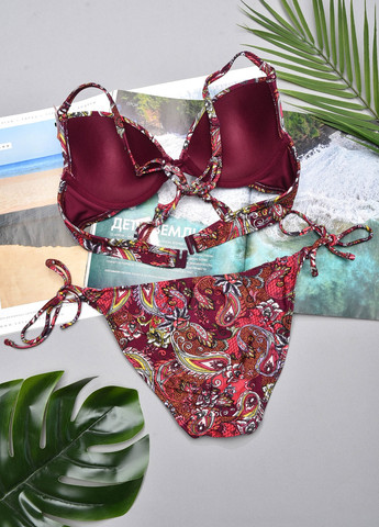 Бордовий літній купальник жіночий бордового кольору розмір 75в Let's Shop