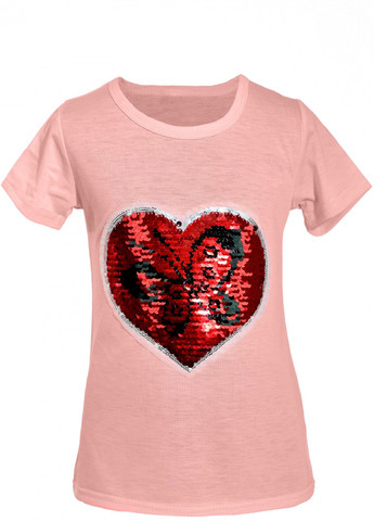 Бежевая футболки футболка на дівчаток (бабочка в сердце) Lemanta