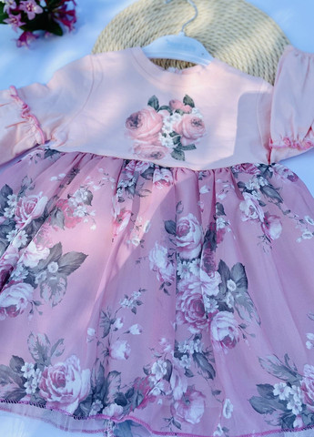 Розовое платье для девочки в цветочный принт Murat baby (275399023)