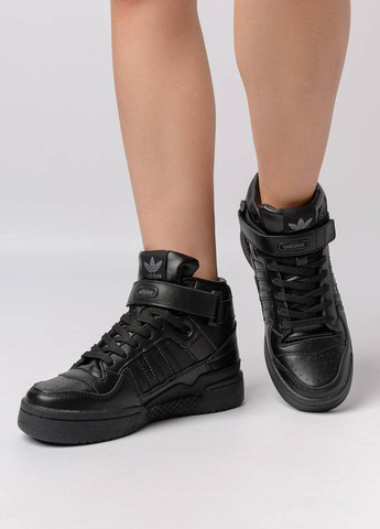 Черные демисезонные кроссовки женские, вьетнам adidas Forum 84 Mid Black W