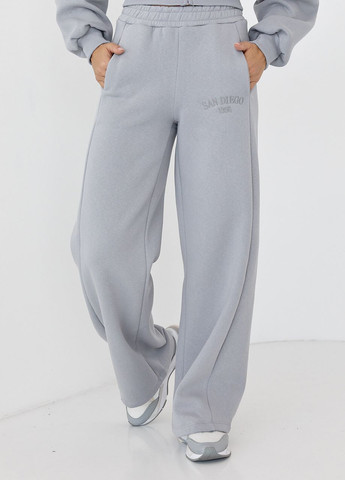 Утепленные трикотажные штаны с карманами - серый Lurex (267084694)