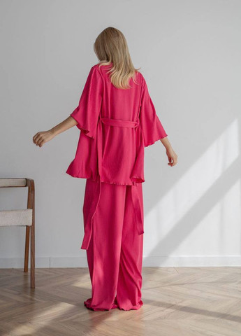 Рожева жіночі піжамні штани в рубчик колір рожевий р.l 443806 New Trend