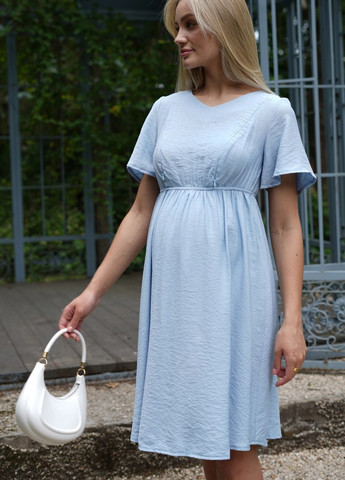 Голубое платье для беременных и кормящих мам с секретом для кормления голубое с гипоаллергенной ткани To Be
