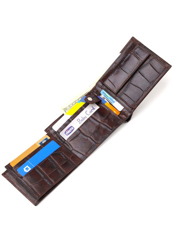 Модный горизонтальный мужской бумажник среднего размера из натуральной кожи 21865 Коричневый Canpellini (259874059)