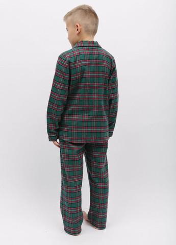 Зеленая зимняя пижама детская унисекс 6856 рубашка + брюки Cyberjammies Whistler