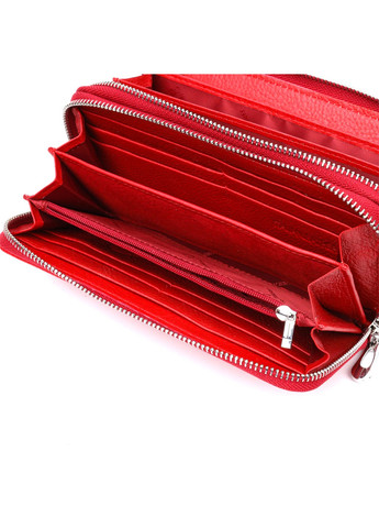 Яскравий жіночий гаманець-клатч із двома відділеннями на блискавках 19430 Червоний st leather (276461858)