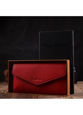 Комбинированное женское большое портмоне из натуральной кожи 21974 Красный Tony Bellucci (262158029)