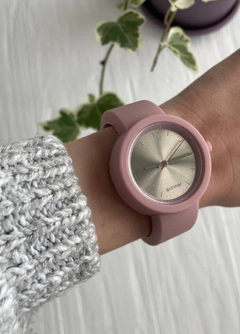 Жіночий силіконовий годинник-конструктор actimer, пудровий ремінець, циферблат Metallic pink More (257986106)