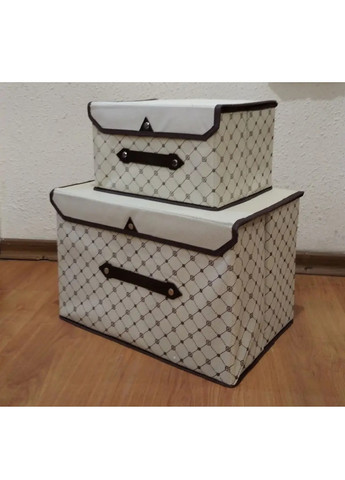 Комплект набір органайзерів кейсів боксів для зберігання одягу особистих речей сумок 2 шт (475057-Prob) Бежевий квадрат Unbranded (261030916)