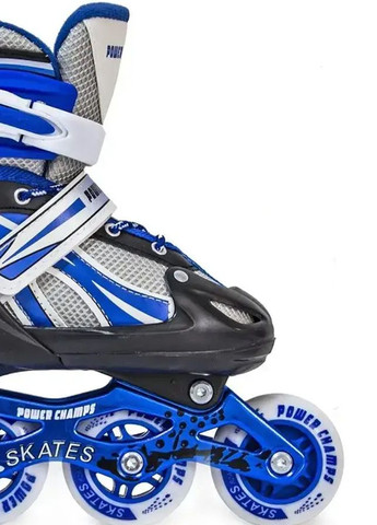Комплект 3 в 1 - ролики, шлем та захист - колір синій ЦБ-00238458 Power Champs (277751513)