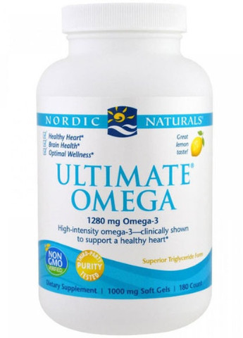 Ultimate Omega 1280 mg 180 Soft Gels Lemon Flavor Nordic Naturals (256725593)