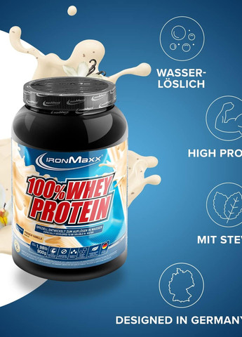 Протеїн 100% Whey Protein 900 g (French vanilla) Ironmaxx (276459105)
