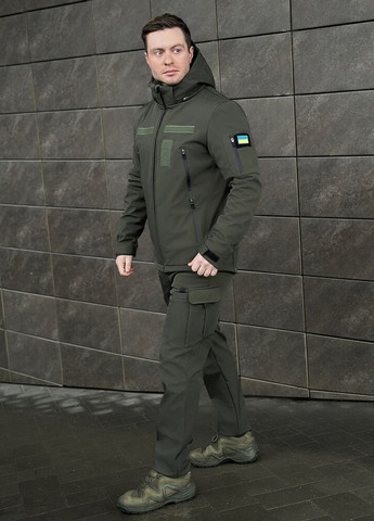 Оливковая (хаки) демисезонная куртка motive с липучками хаки Pobedov