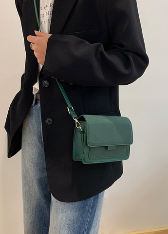 Жіноча класична сумочка через плече крос-боді на ремінці бархатна велюрова замшева зелена No Brand (259294535)