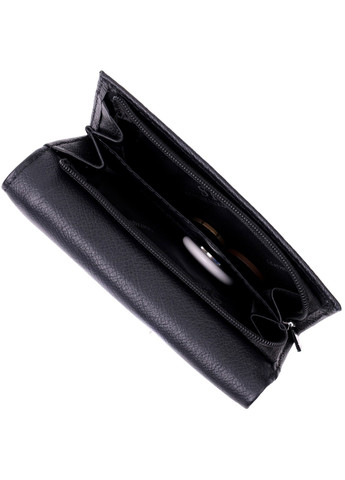 Зручний жіночий гаманець у три складання з натуральної шкіри 19468 Чорний st leather (277980554)