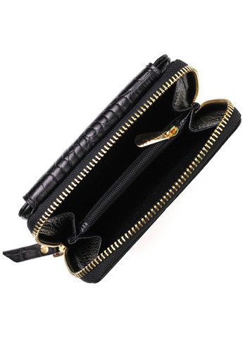 Компактний жіночий гаманець з місткою монетницею на блискавці з натуральної шкіри 22014 Чорний Tony Bellucci (267507125)