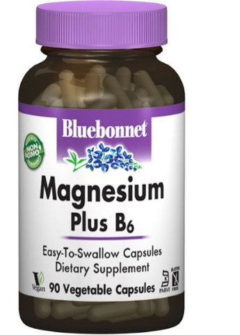 Magnesium Plus B6 90 Veg Caps BLB0735 Bluebonnet Nutrition (256722060)