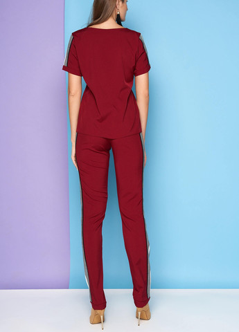 Прогулянковий костюм з легкої тканини бордового кольору Jadone Fashion (257865609)