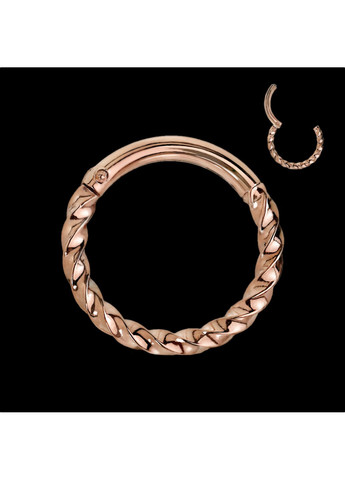 Кільце клікер (сережка) із сталі у вигляді спіралі для пірсингу носа, вуха, трагуса, хелікса, брови, губ колір Рожеве золото Spikes (260395472)