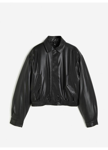 Черная демисезонная женская куртка из эко-кожи н&м (56250) s черная H&M
