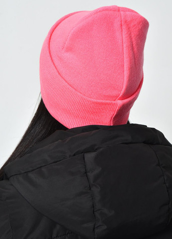 Шапка жіноча на флісі з відворотом рожевого кольору Let's Shop (275928659)