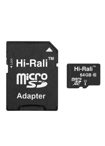 Карта памяти + адаптер Hi-Rali 64 Гб MicroSDXC (максимальная скорость 104Мб/с, скоростная, UHS-1) - Черный China (258925323)