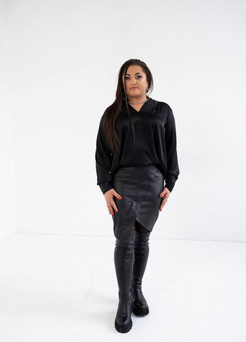 Чёрная женская рубашка из шелка армани цвет черный р.44/48 445854 New Trend