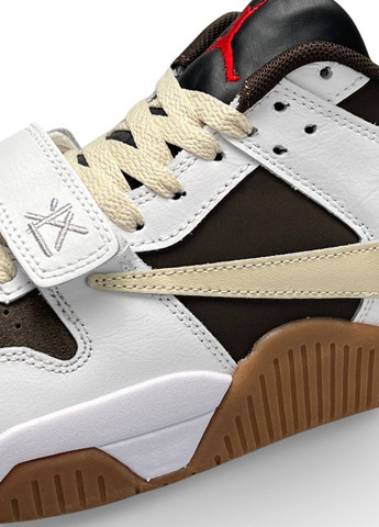 Комбіновані Осінні кросівки чоловічі, вьетнам Nike Air Jordan x Travis Scott “Cut The Check” White Brown Gum