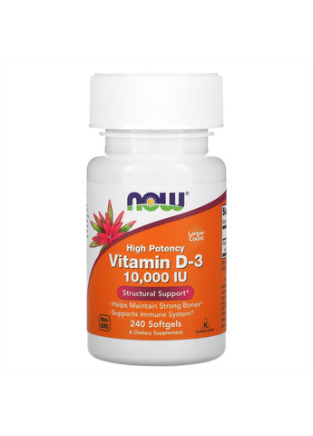 Витамин Д-3 VIT D-3 10,000 IU - 240 софтгель Now Foods (276397242)