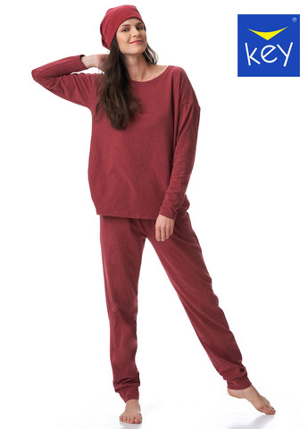 Бордова костюм жіночий hot touch (темно-червоний) (lhe 729 1+lhb 729 3) свитшот + брюки Key