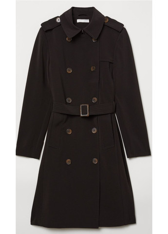 Чорна демісезонна жіночий двобортний тренч н&м (55668) 34 чорний H&M