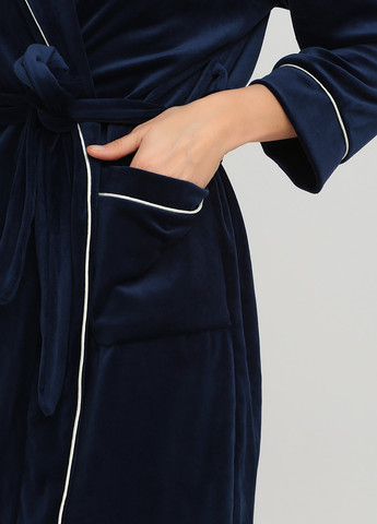 Халат женский велюровый с кантом Темно-Синий Maybel (257894311)