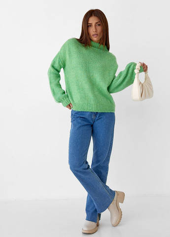 Салатовий зимовий светр жіночий однотонний вільного фасону - салатовий Lurex