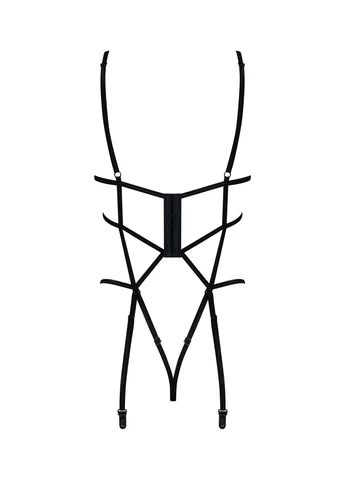 Чорний боді зі стреп із доступом badossa crotchless teddy Obsessive